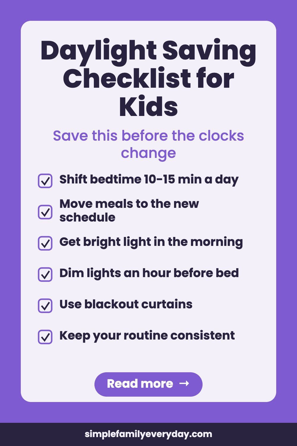 Daylight saving time checklist for kids before the clocks change